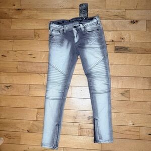Affliction Raquel Distressed Moto Jeans Gray Woman’s 26 msrp $135
